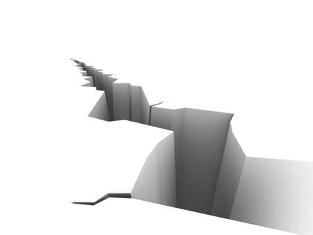 Illustration of a large crack on a white surface. Please see my portfolio for more in the series.の写真素材