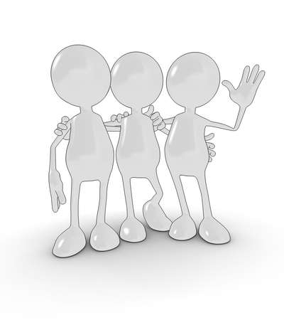 Three cartoon friends. Please see my portfolio for more in the series.の写真素材