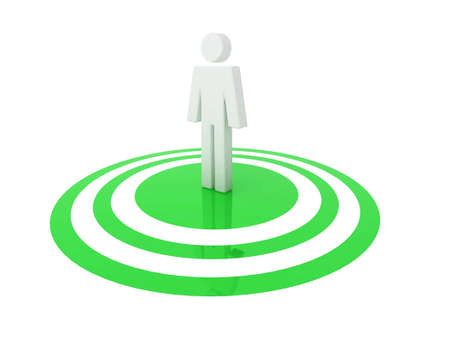 Illustration of a man in the centre (center) of a glossy target.の写真素材