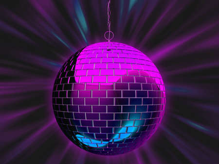 3d illustration of a disco mirrorball with light rays.の写真素材