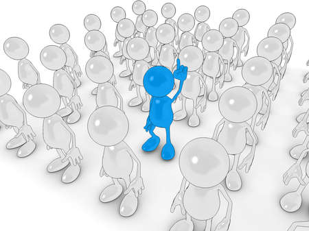 3d cartoon character "Standing out from the crowd".の写真素材