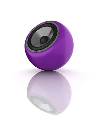 Illustration of a glossy round speaker, isolated on a white background.の写真素材