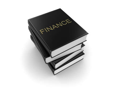 3d illustration of a stack of finance booksの写真素材