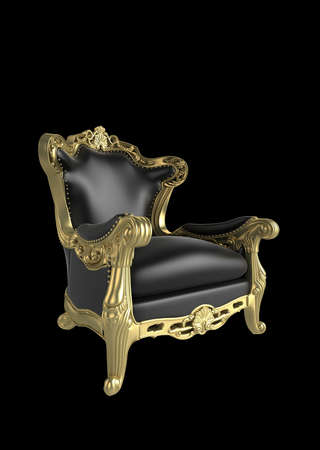 3d illustration of a gold antique armchairの写真素材