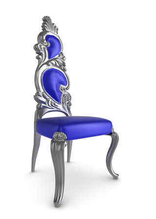 Blue and silver classic antique armchairの写真素材