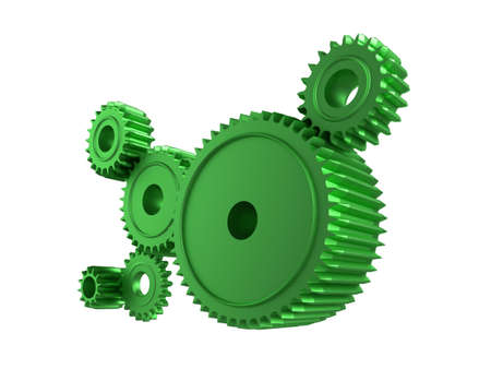 3d illustration of cogs/gears on a white backgroundの写真素材