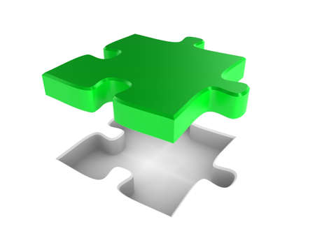 The missing piece of a jigsaw puzzle, fitting into placeの写真素材