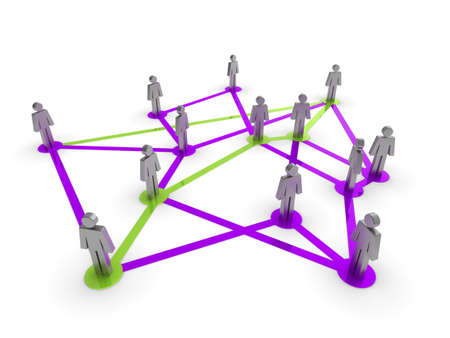Illustration representing a network of connected people on a white backgroundの写真素材