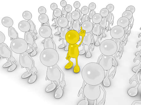 3d cartoon character "Standing out from the crowd".の写真素材
