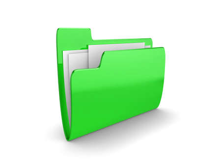 Illustration of a green folder containing documents, on a white background