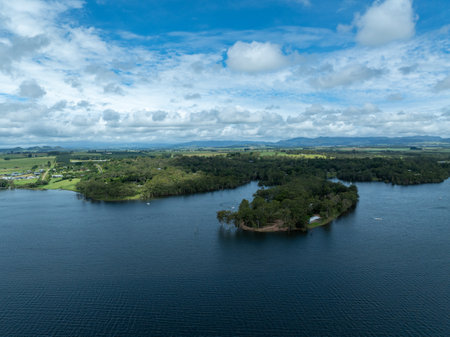 Aerial drone shot of lake tinaroo in Far North QLDの写真素材