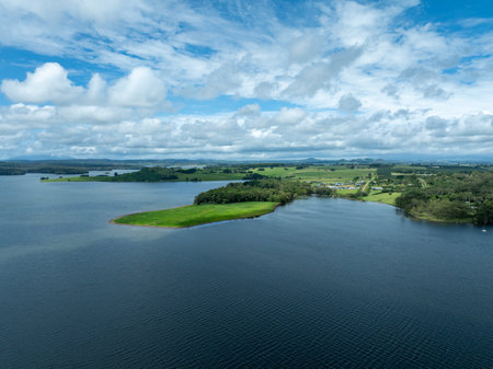 Aerial drone shot of lake tinaroo in Far North QLDの写真素材