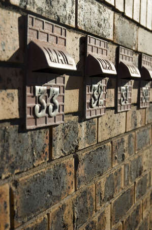 closeup view of letterboxesの写真素材