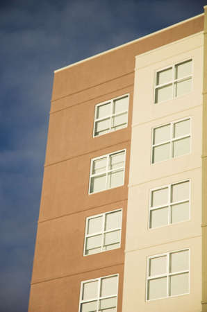 Hotel building on a blue sky background