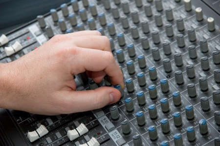closeup view of  a sound mixerの写真素材