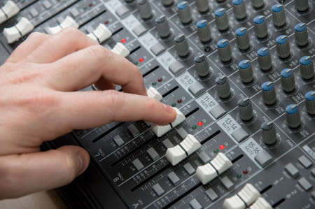 closeup view of  a sound mixerの写真素材