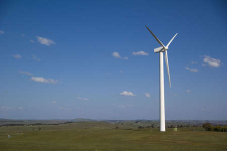 wind turbine against a blue sky background