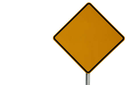 Blank road sign ready for text isolated on a white background.  Sign located to the right. の写真素材