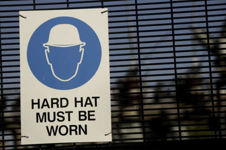 "Hard Hat" warning sign.  Part of a seriesの写真素材
