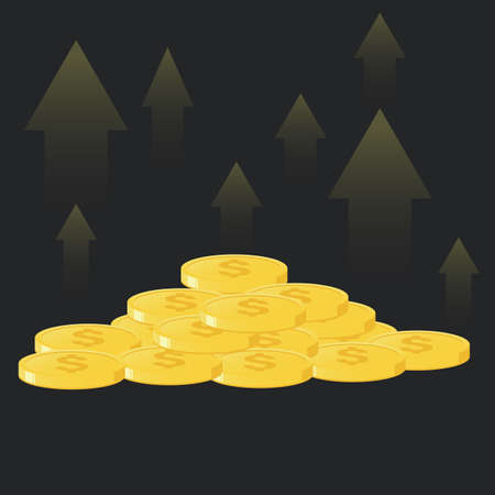 Growing stack of dollar coins economics concept vector illustrationのイラスト素材