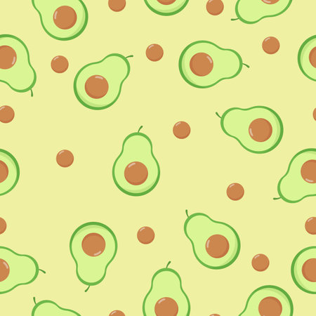 Vector seamless pattern with avocado. Tropical background with exotic fruit.のイラスト素材