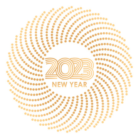 Happy new year 2023 background with elegant gold glitter pattern. Vector illustrationのイラスト素材