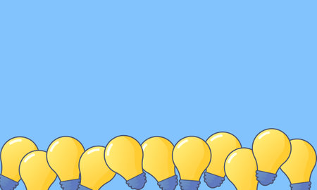 Yellow lightbulb isolated on blue background. Concept of idea vector illustrationのイラスト素材