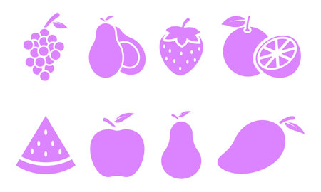 Set of tropical fruits flat vector icon. Summer set tropical fruits iconのイラスト素材