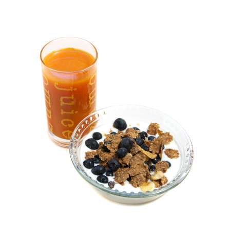 o.j. and blueberry whole wheat cereal breakfastの写真素材