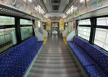 In the train of the unmanned Yui rail in Okinawaの写真素材