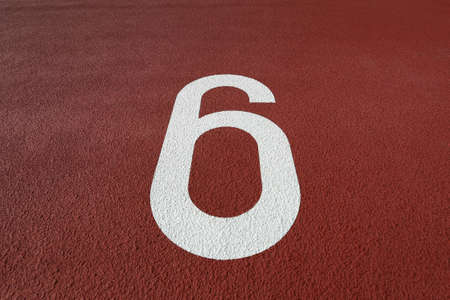 Lane numbers written on the track of the trackの写真素材