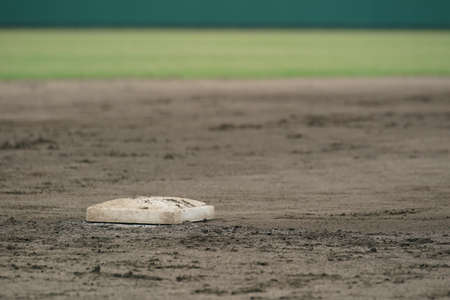 Third base on a baseball fieldの写真素材