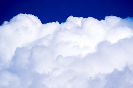 Iridocumulus clouds in the summer skyの写真素材