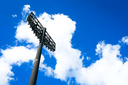 Baseball field, blue sky and lightingの写真素材