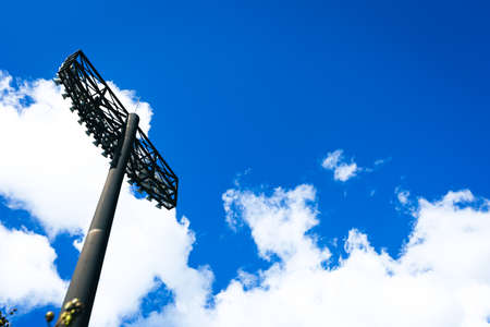 Baseball field, blue sky and lightingの写真素材