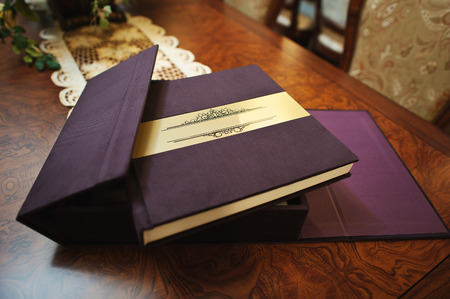 textile vintage wedding photo book albumの写真素材