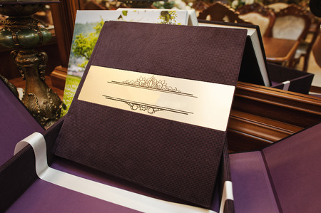 textile vintage wedding photo book albumの写真素材