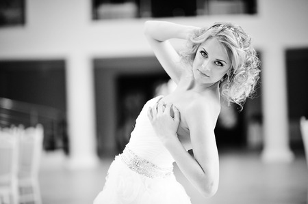 Young beautiful blonde model brideの写真素材