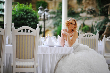 Young beautiful blonde model brideの写真素材