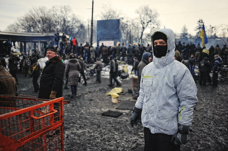 KYIV, UKRAINE - JANUARY 2014: Euromaidan. Revolution of Freedom.のeditorial素材