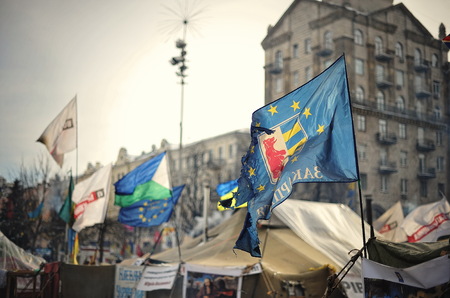 KYIV, UKRAINE - JANUARY 2014: Euromaidan. Revolution of Freedom.のeditorial素材