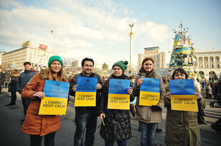 KYIV, UKRAINE - FEBRUARY 2014: Euromaidan. Revolution of Freedom.のeditorial素材