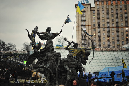 KYIV, UKRAINE - FEBRUARY 2014: Euromaidan. Revolution of Freedom.のeditorial素材