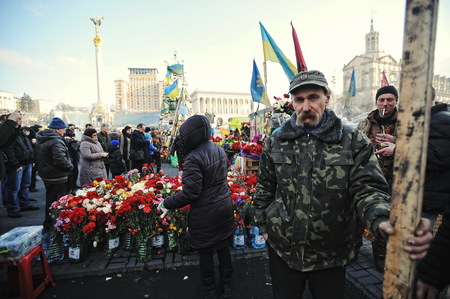 KYIV, UKRAINE - FEBRUARY 2014: Euromaidan. Revolution of Freedom.のeditorial素材