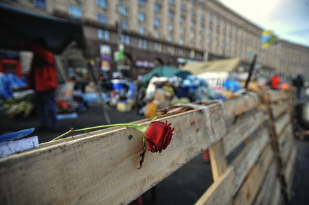 KYIV, UKRAINE - FEBRUARY 2014: Euromaidan. Revolution of Freedom.のeditorial素材