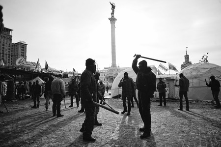 KYIV, UKRAINE - JANUARY 2014: Euromaidan. Revolution of Freedom.のeditorial素材
