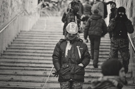 KYIV, UKRAINE - JANUARY 2014: Euromaidan. Revolution of Freedom.のeditorial素材