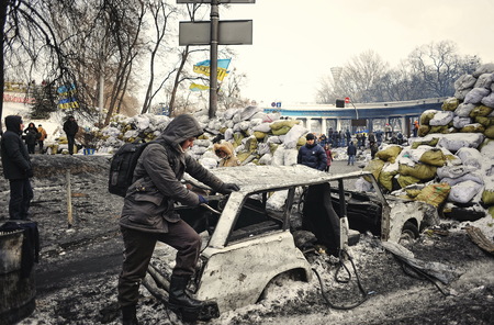 KYIV, UKRAINE - JANUARY 2014: Euromaidan. Revolution of Freedom.のeditorial素材