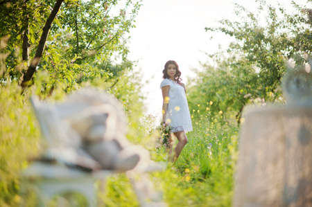 pregnant gorgeous brunette womanの写真素材