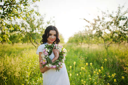 pregnant gorgeous brunette womanの写真素材